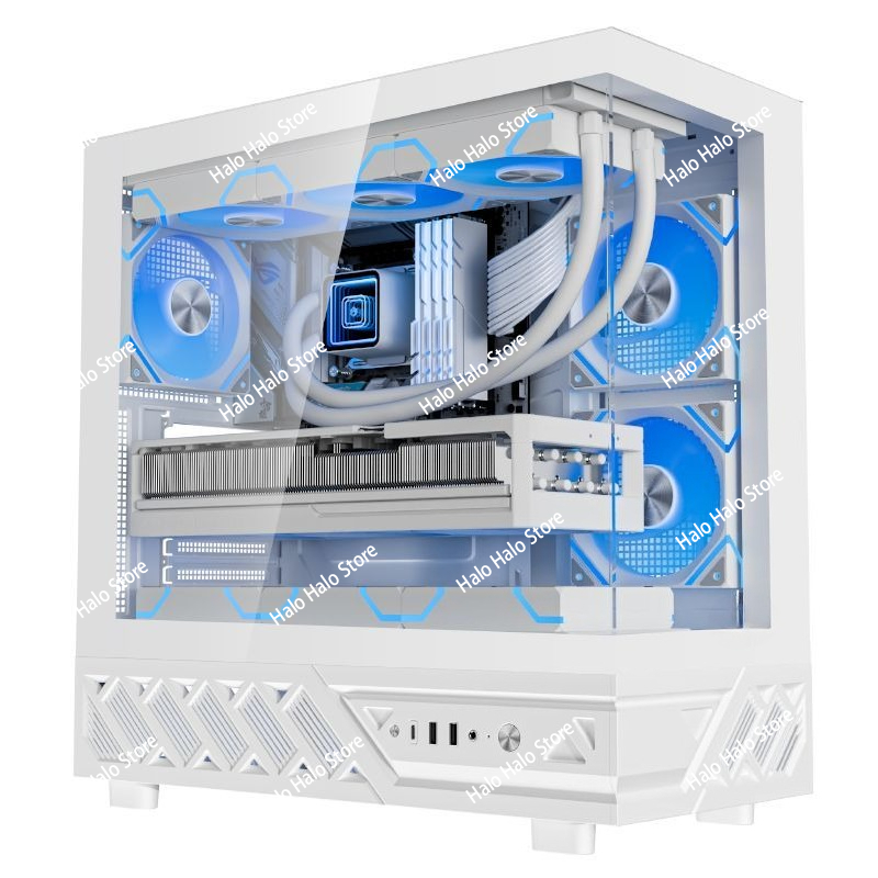 Pc Gaming White - Witte Seaview ATX PC-behuizing Gehard glas