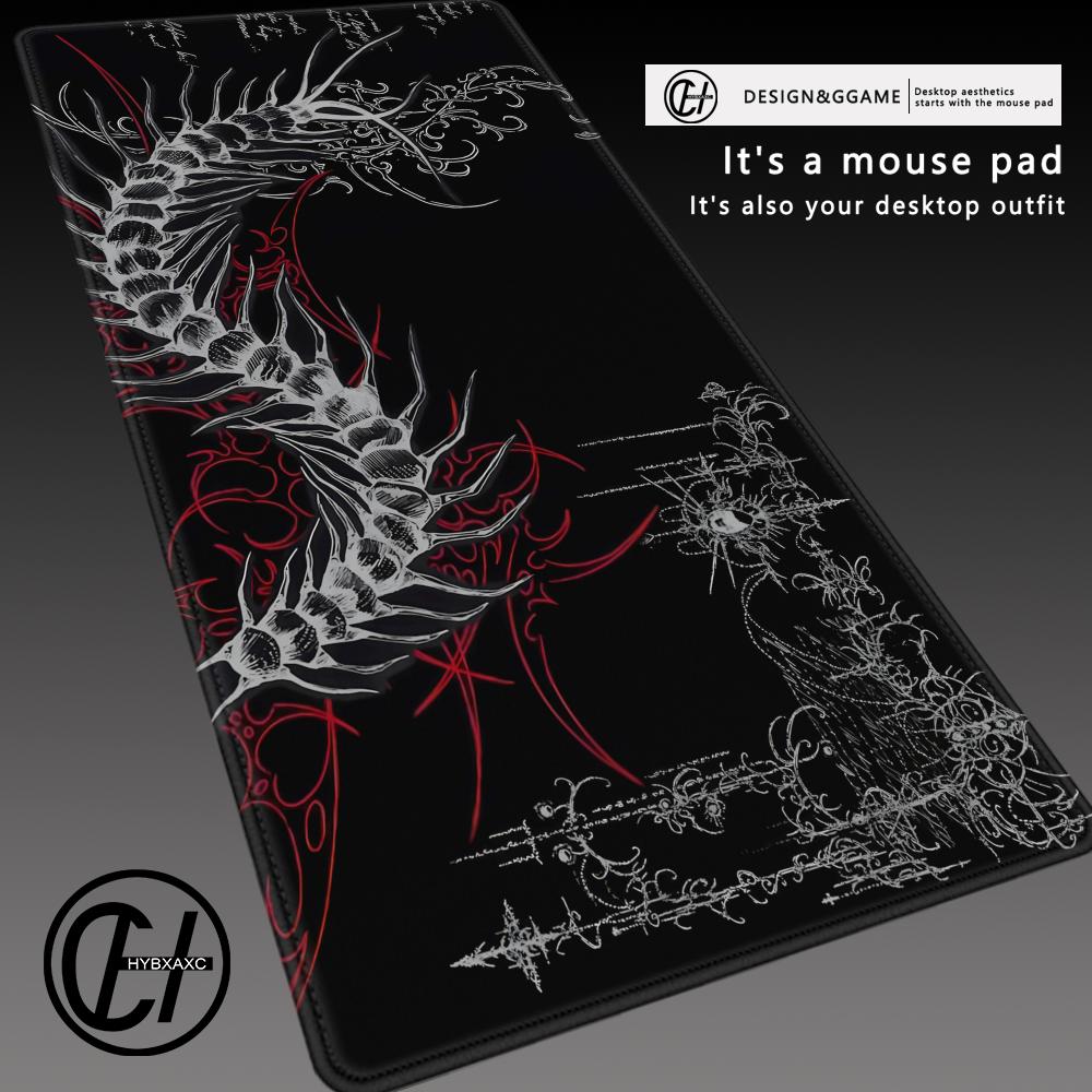 Pc Gaming White - Zwart-wit Gotische Muismat Grote Gaming Centipede