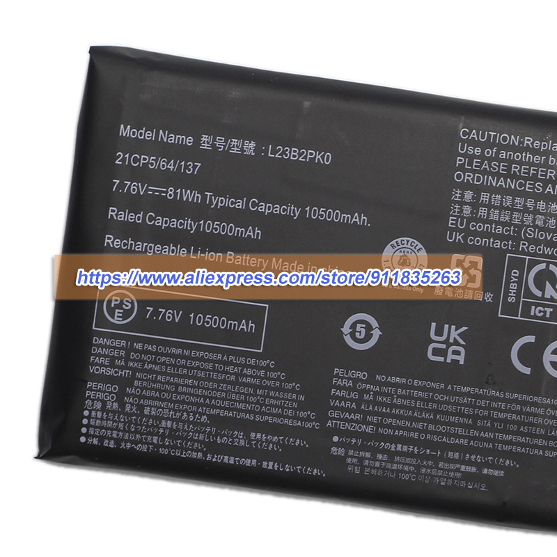 Pc Gaming Lenovo Legion - Nieuwe L23B2PK0 Batterij 7.76V 10500mAh 81Wh
