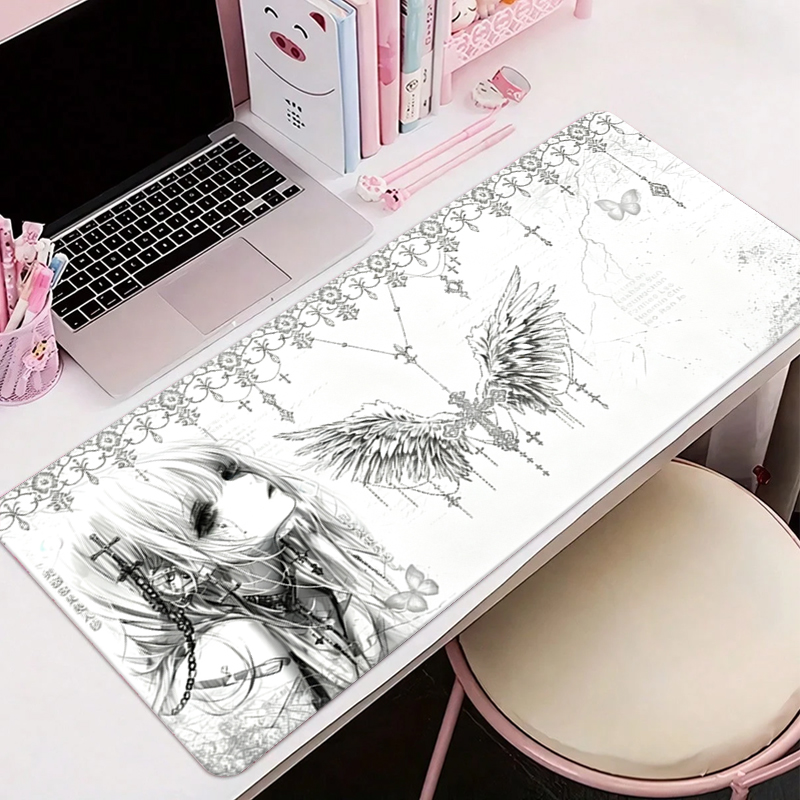 Gaming Pc Equipment - Leren muismat Zwart Wit Anime Esthetiek