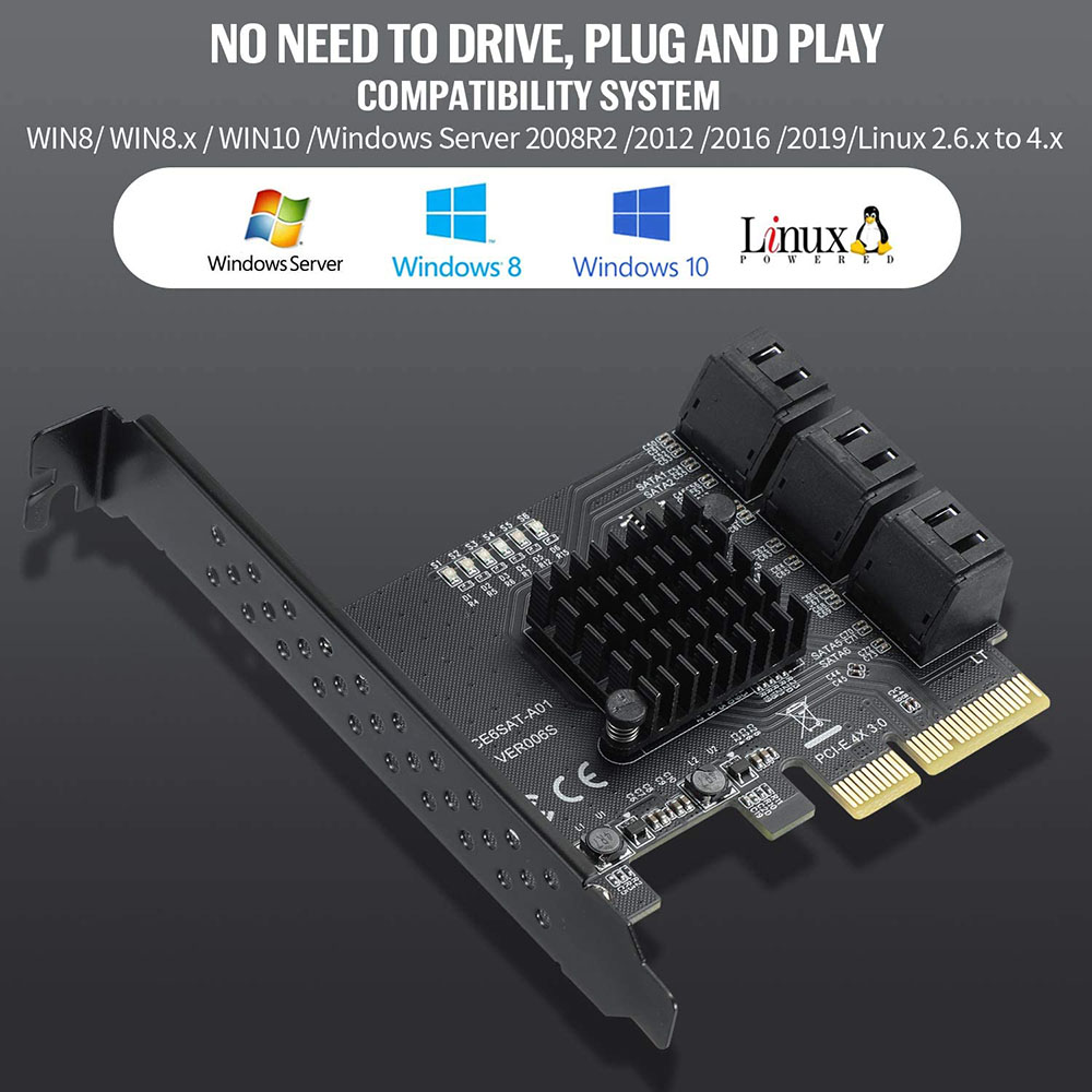 PCIe 4X 1X SATA-kaart 6 poorte - Pcie Riser Cable recensie en prijs